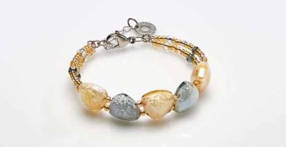 Lumerro Murano Glass Bracelet  Gray/Beige