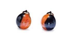 Murano Glass Earrings Clips Orange/Black