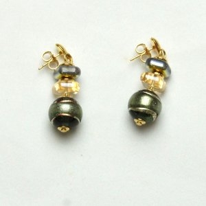 Murano Glass Earrings Gray