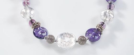 Murano Glass Necklace White/Purple