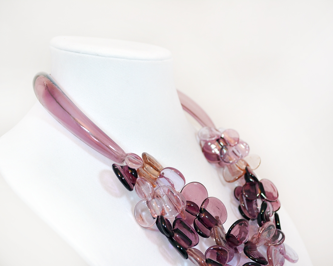 Big butterfly Violet murano glass necklace