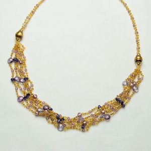 Royal Murano Glass Necklace Long Purple