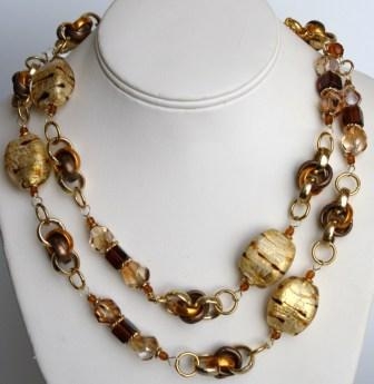 Vintage Murano glass beads Necklace - Amber