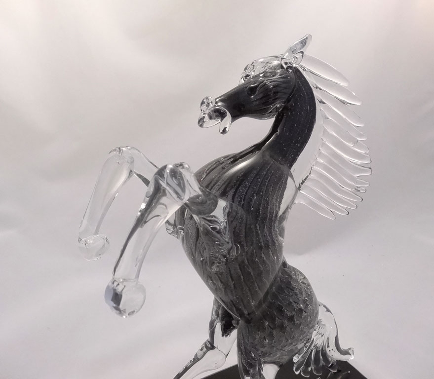 Murano Glass Black Horse