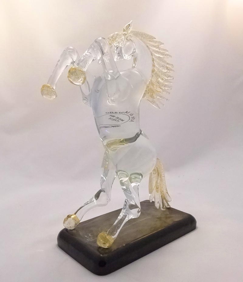 Murano Glass Clear Crystal Horse
