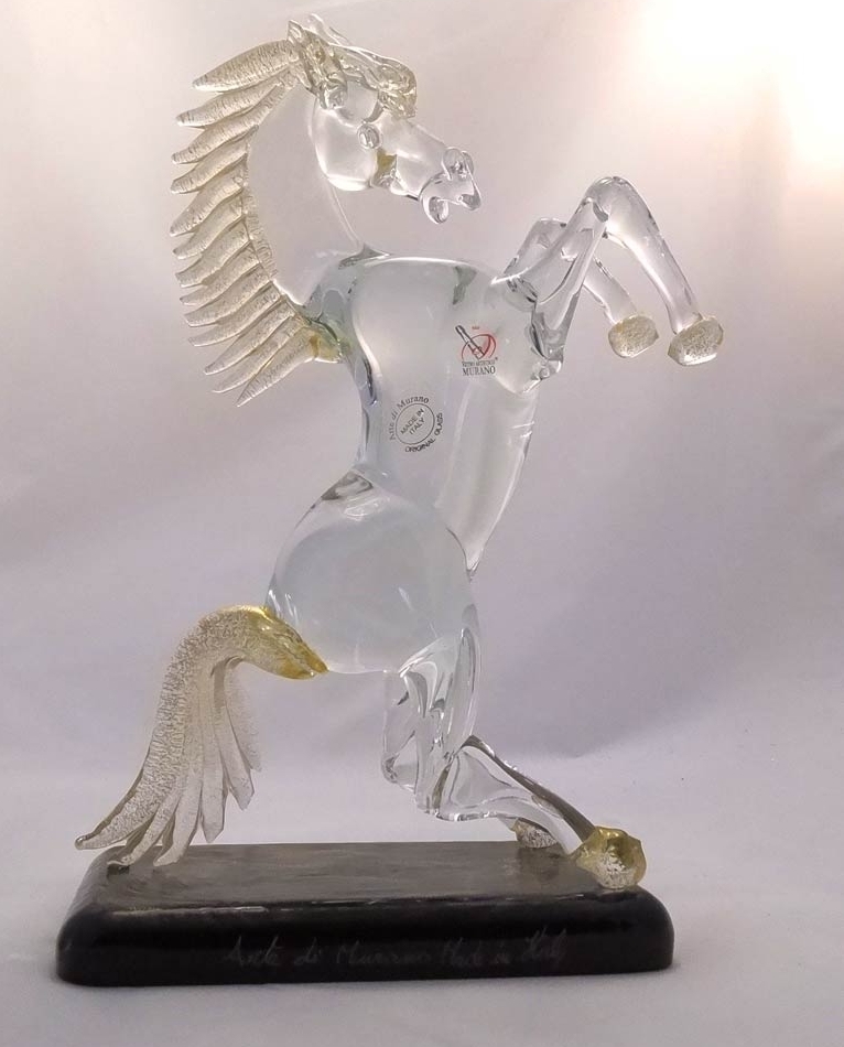 Murano Glass Clear Crystal Horse