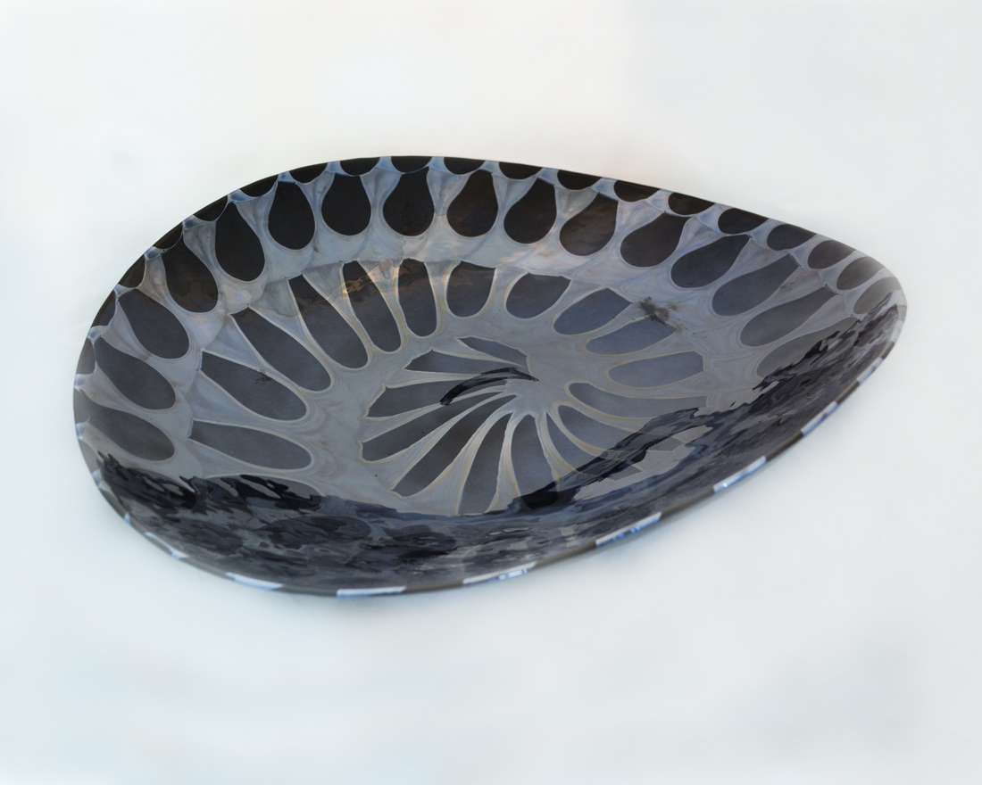 Large Murano Glass BLACK AND SILVER MURANO GLASS PLATTER
