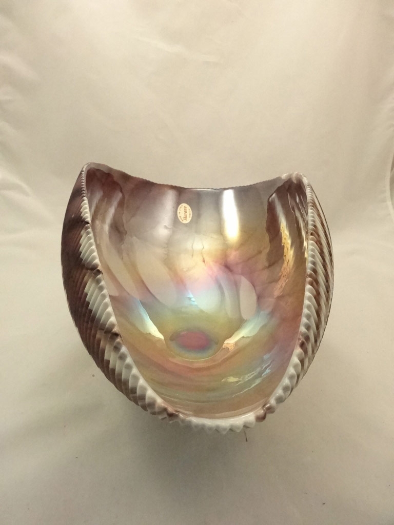 Murano Glass Ivory Plum Bowl Shell