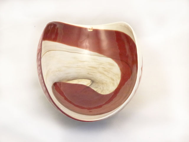 Rouge Murano glass Red and Ivory Folded Bowl