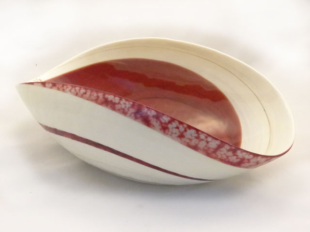 Rouge Murano glass Red and Ivory Folded Bowl