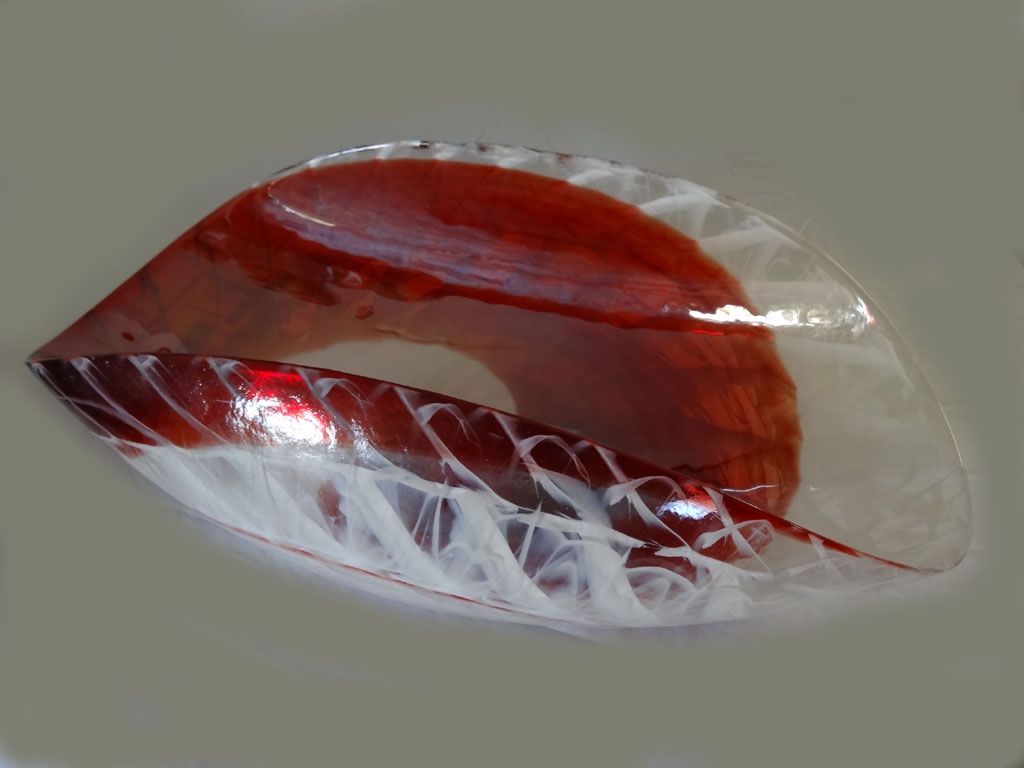 Murano glass red and crystal centerpiece bowl