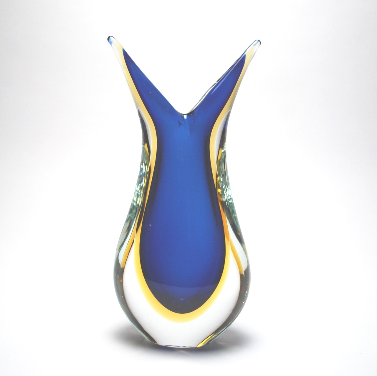Murano Glass Cobalt and Amber FiFi Vase