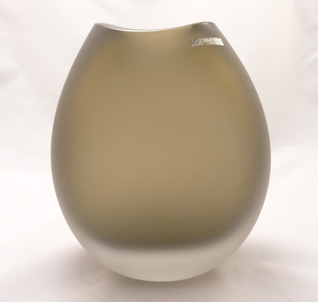Murano Glass VASO MARRINE SATINATO ROUND BROWN SATIN Vase