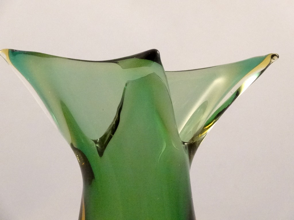 Murano Glass Emerald and Amber FiFi Vase