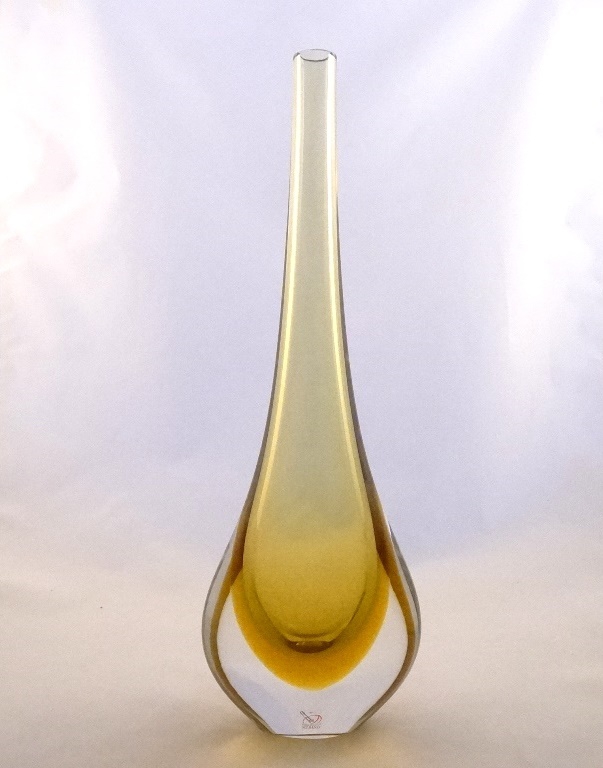 Murano Glass Golden and Crystal Gocce Vase