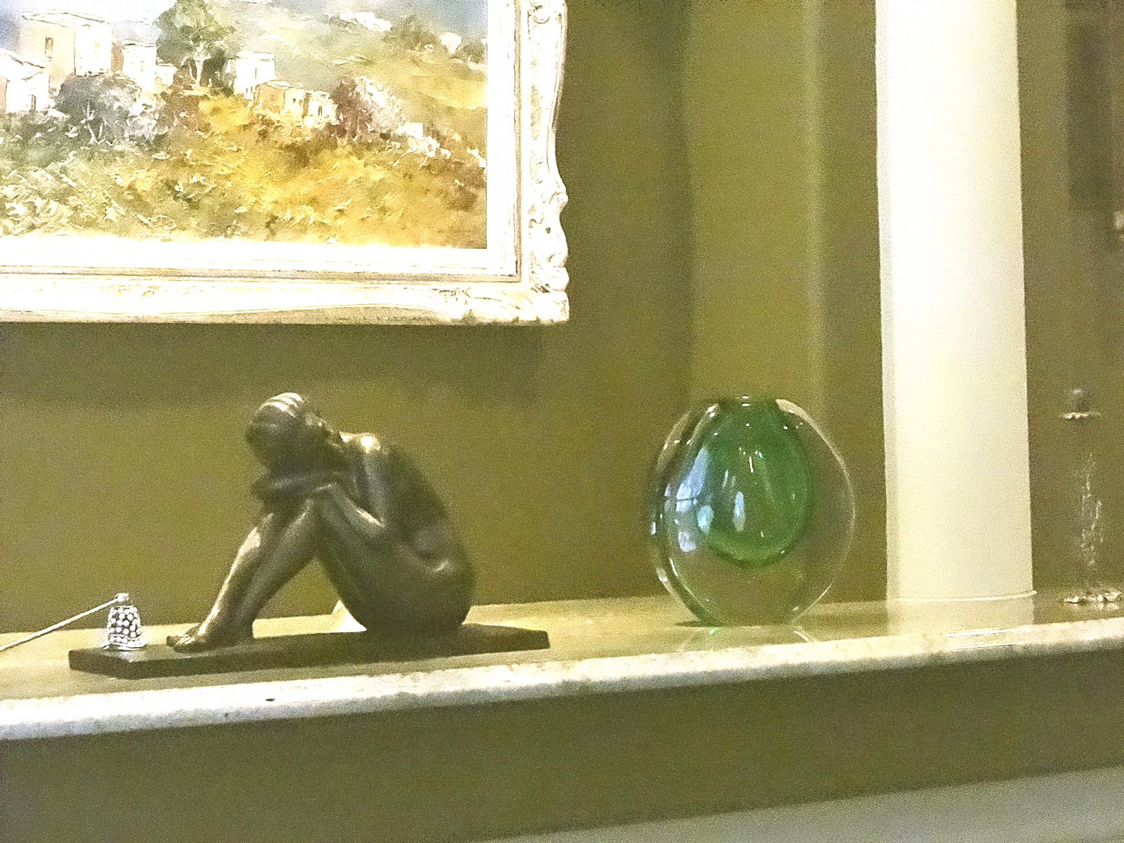 Murano Glass Vase Green/Crystal