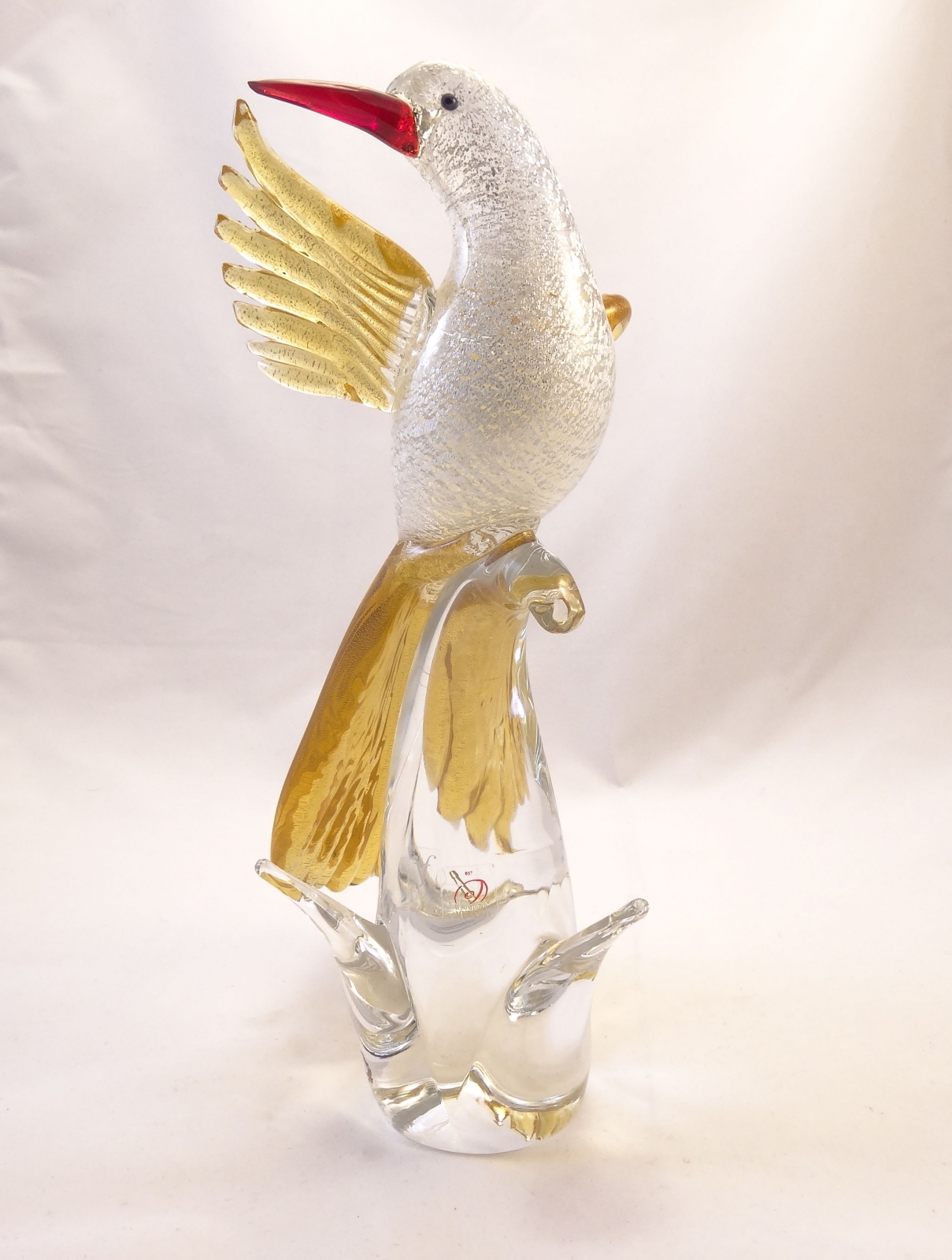 Murano Glass Bird Silver and Golden Looking Forward
