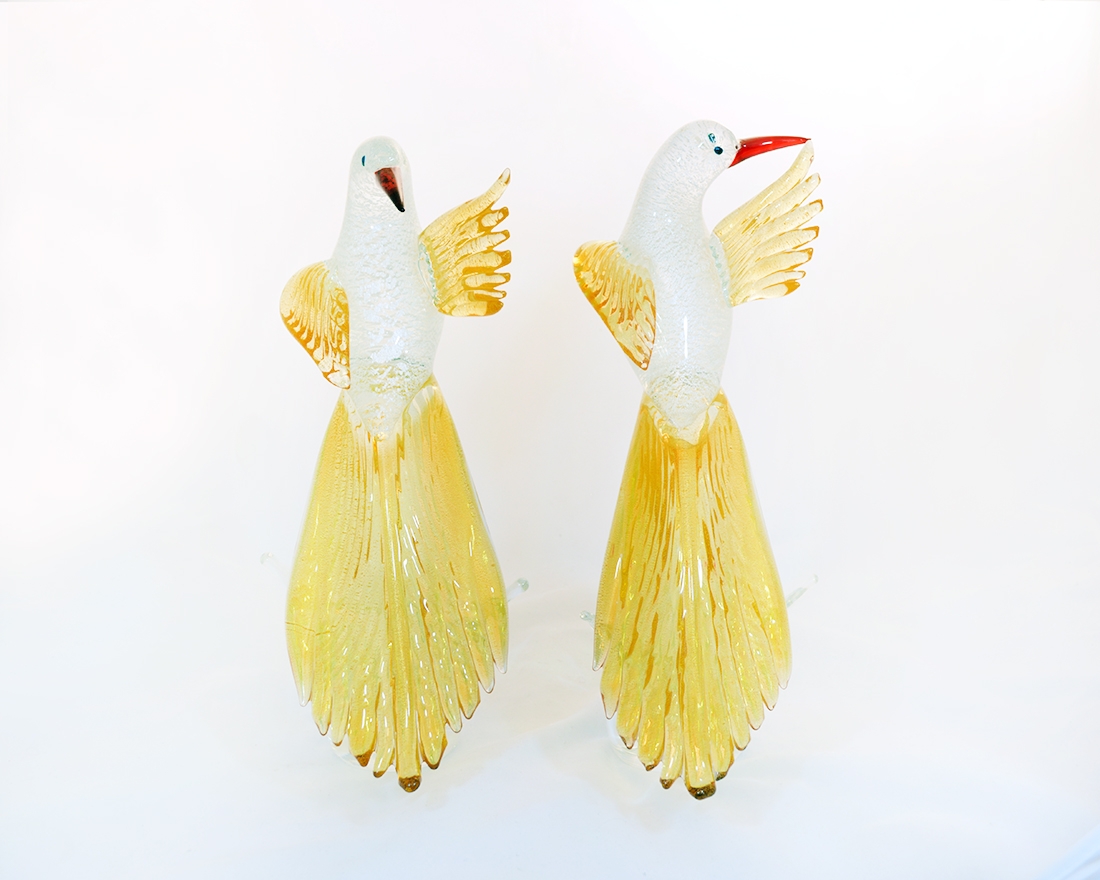 Murano Glass Birds Family