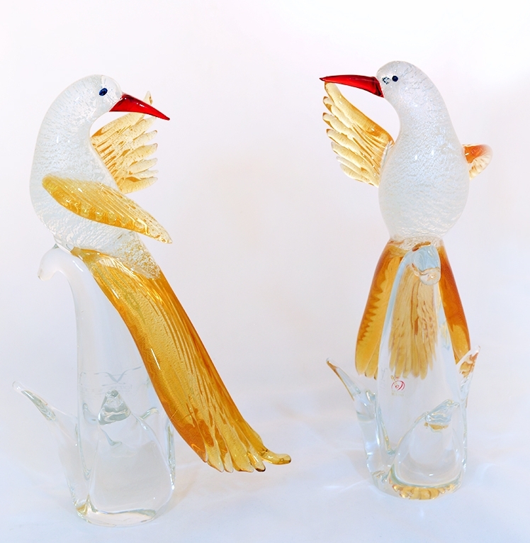 Murano Glass Birds Family