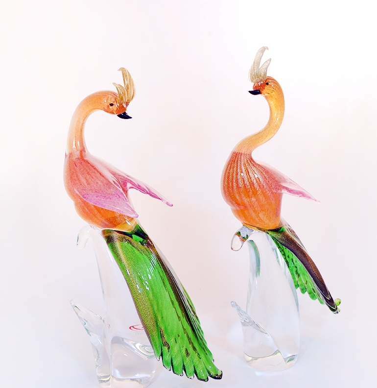 Peacock Pair Murano Glass