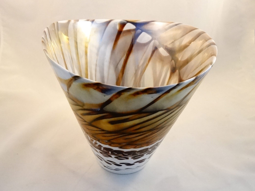 Murano Glass bowl chocolate amber  mother of pearl bowl