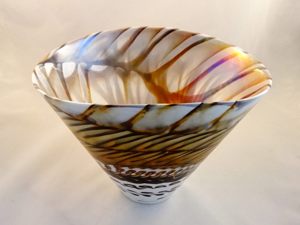Murano Glass bowl chocolate amber  mother of pearl bowl