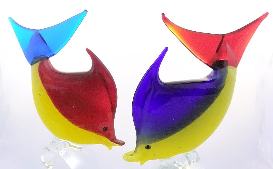 Family of Murano Fish on a Stand