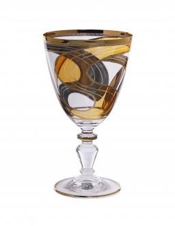 Set of 6 Water Glasses with 24k Gold Swivel Design