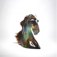 Murano Glass Horse Head Calcedonia