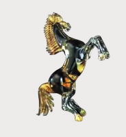 Murano Glass Amber/Black/Gold Horse Murano Glass Amber/Black/Gold Horse
