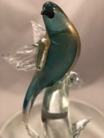 Murano Bird Golden Light Blue Head Back