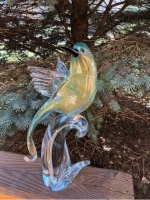 MURANO BIRD OF PARADISE AQUA/GOLD OPEN WINGS