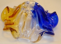Large Amber/Blue Murano Glass Bowl