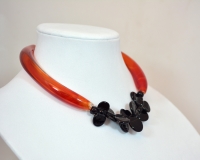 Murano glass red and black single butterfly necklace