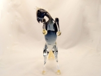 Zannetti Murano Glass Roaring horse Crystal blue gold