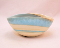 Mignon Marbled Ivory and turquoise folded bowl