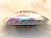 Large Black and Ivory Mother of Pearl Murano Glass Platter