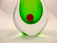 Murano Glass Emerald and Crystal Vase
