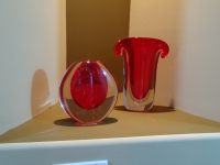 Murano Glass Red/Cystal Vase
