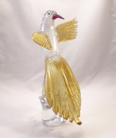 Murano Glass Bird  Silver and Golden Looking Back