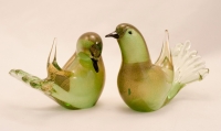 Murano Love Birds Aqua Golden Pair