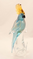 Murano Parrot Aqua Gold Closed Wings
