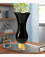 Black Glass Vase with Gold Base