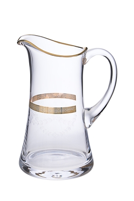 Water jug with 14KL gold artwork- 5.5D x 9H, 45 oz.