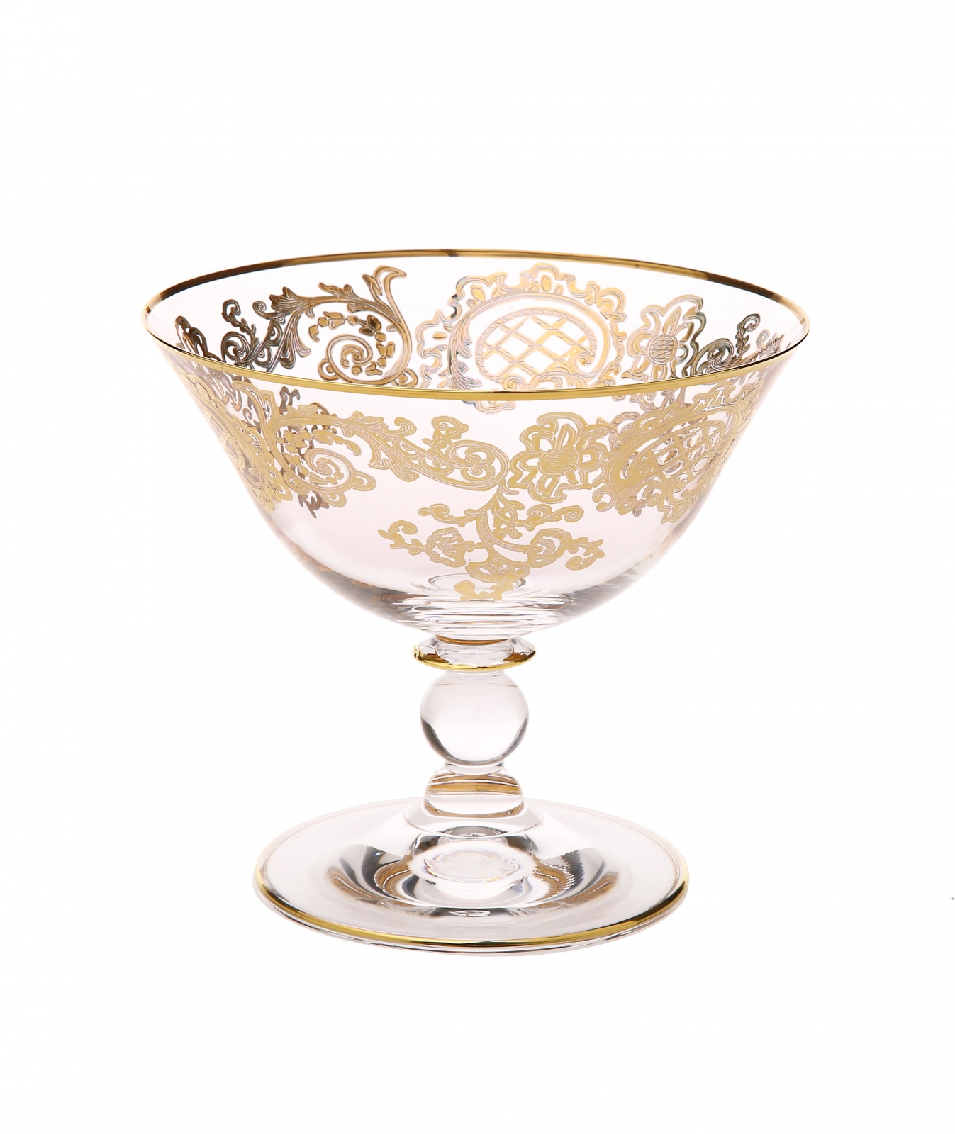 Dessert Bowl w Rich 24 K Gold Design- 4.5H