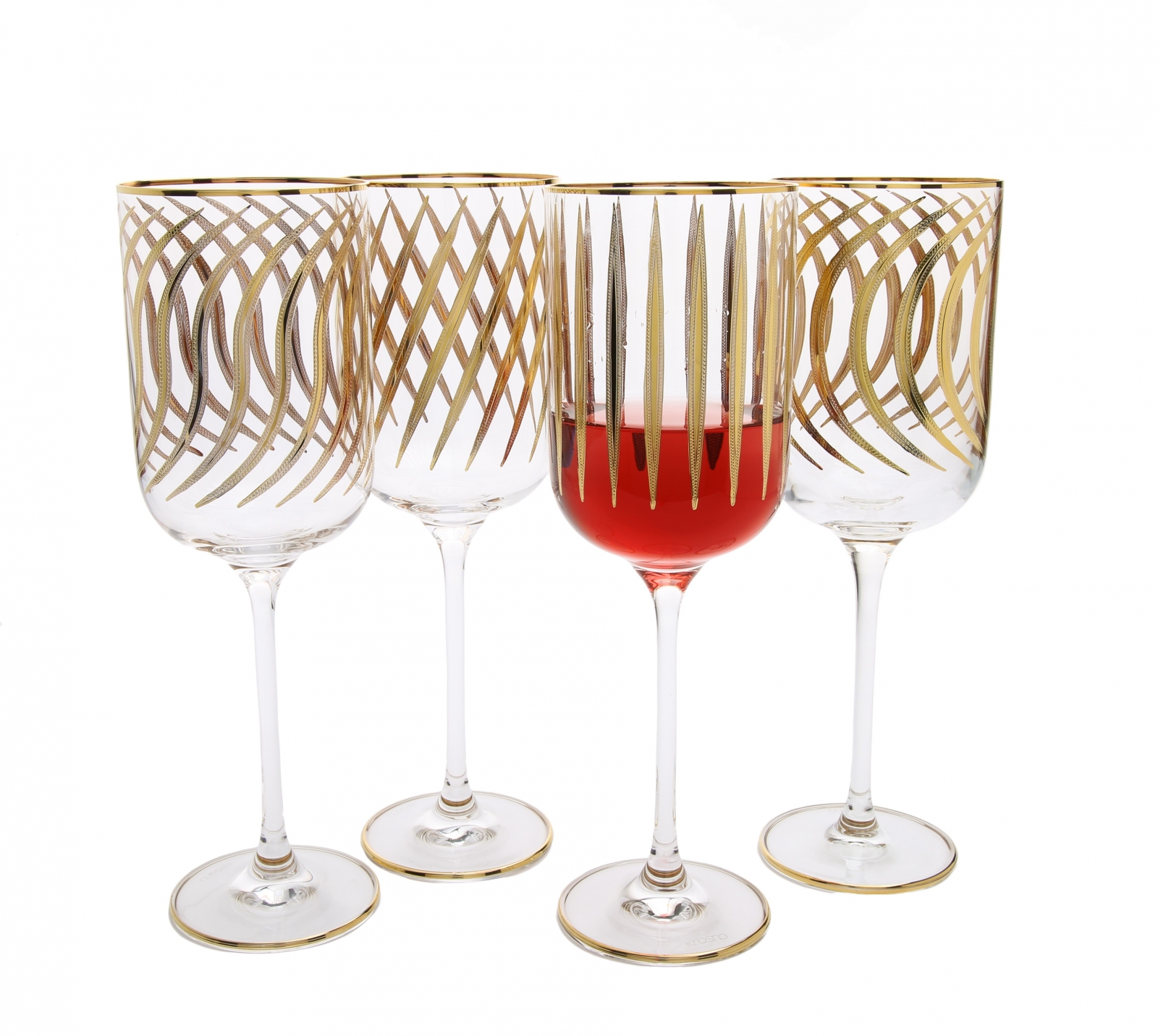 Set of 4 Mix and Match Water Glasses with 24K Gold Design