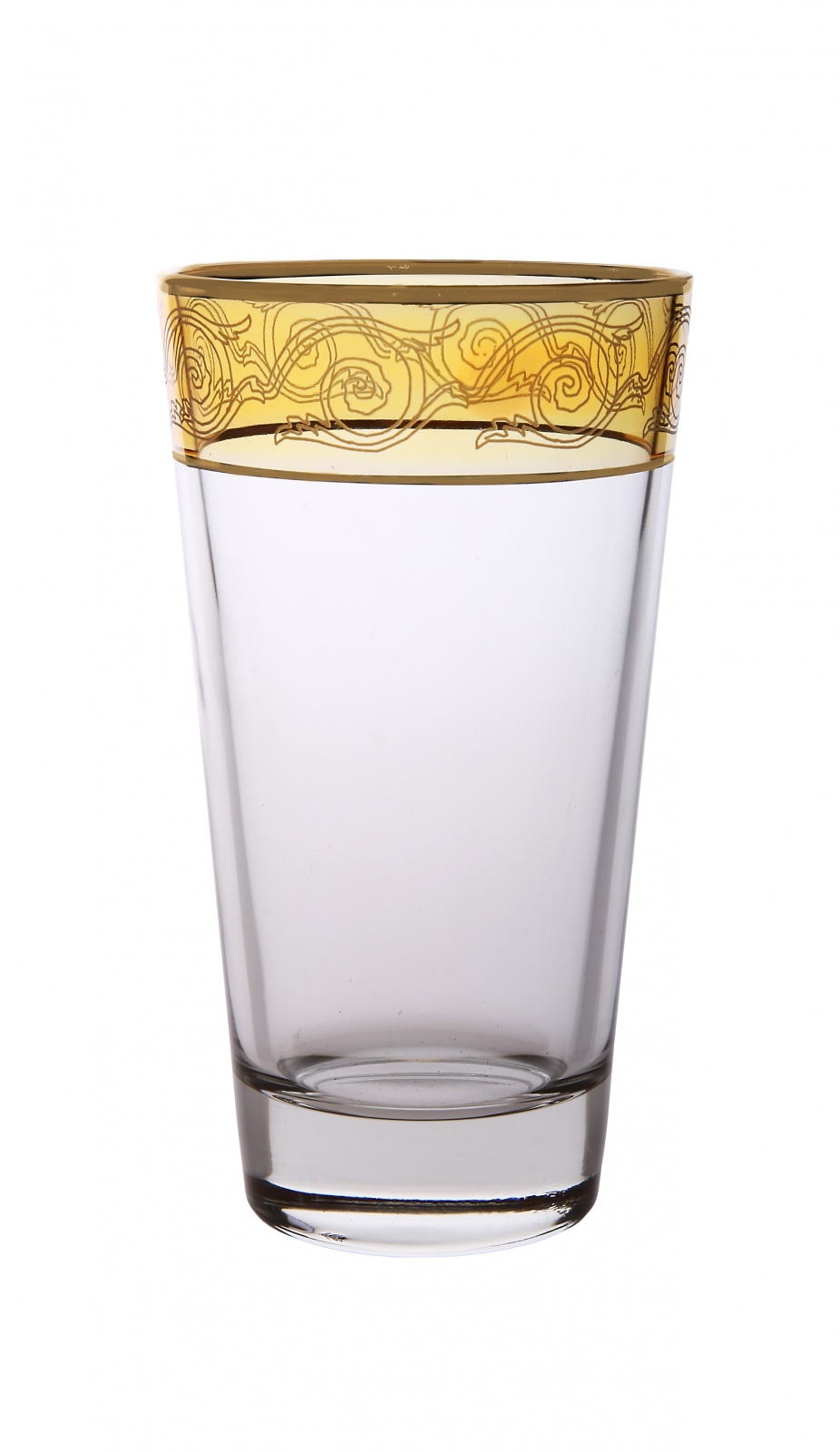 Set of 6 Amber Tumblers With Gold Design