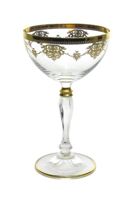 Set of 6 Martini Glasses with Gold Design