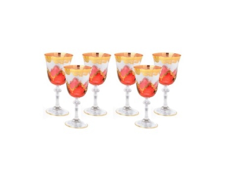 Set of 6 Read Water Glasses with 24K Gold Artwork