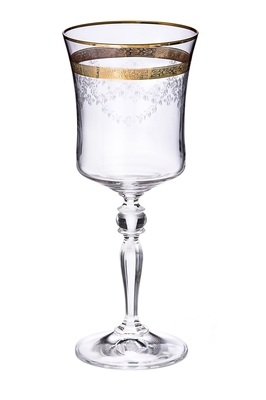 Set of 6 Wine Glasses with 14K Gold Design